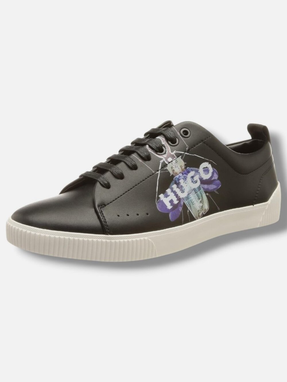 Hugo Boss Men Black Zero Cyberbug Tennis Leather Low Top Sneakers Shoes Size 44